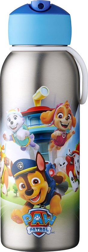 Mepal isoleerfles flip-up Campus – 350 ml – 12 uur koud / 9 uur warm – Drinkfles met rietje voor kinderen – Paw Patrol Pups