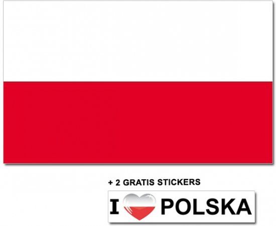 Poolse vlag met 2 gratis Polen stickers