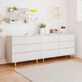 MODFU Ladenkast Met 9 Laden - Modulair - Minimalistisch - MDF - Wit En Goud - 200 X 40 X 72 Cm