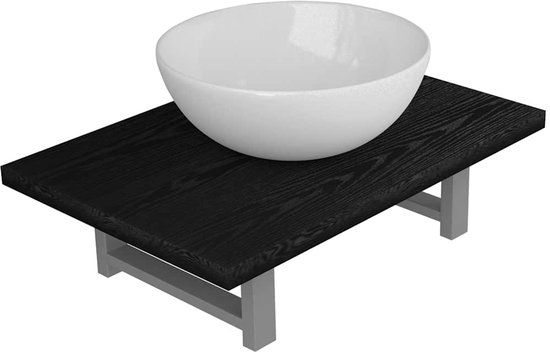 vidaXL 2-delige Badkamermeubelset keramiek zwart