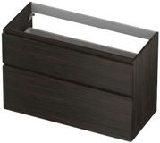 INK - Onderkast 2 Laden Greeploos Hout Decor met Houten Keerlijst A-symmetrisch - 1000x450x650 Mm - Intens Eiken