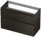 INK - Onderkast 2 Laden Greeploos Hout Decor met Houten Keerlijst A-symmetrisch - 1000x450x650 Mm - Intens Eiken