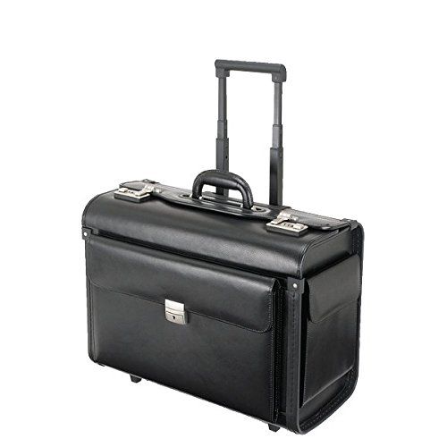 Alassio 92705 - pilotenkoffer SILVANA, van hoogwaardig leer, ca. 41 x 26 x 51 cm, zwart