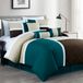 Chezmoi Collection Upland 7-delige gewatteerde patchwork dekbedset, groenblauw/beige/bruin, kingsize