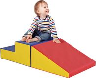 HOMCOM Kinderspeelset van zacht materiaal - Polyurethaan - 50x50x25cm - Rood, geel en blauw