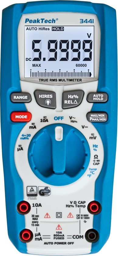 Peaktech 3441: Digitale multimeter ~ 60.000 tellingen ~ 1000V AC / DC met TrueRMS