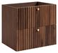 3xE living Meuble de salle de bain Suspendu sous lavabo 60 cm, 2 tiroirs, Chêne Noyer + Plan de toilette Chêne Noyer, Poignées Dorées, 60 x 44,4 x 58,6 cm