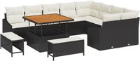 vidaXL Tuinbank Set 12-delig Zwart Polyrattan