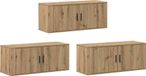 vidaXL TV-wandmeubelset, 3 stuks, fineerhout Artisan-eiken