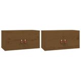 vidaXL Wandkasten 2 st 60x30x30 cm massief grenenhout honingbruin