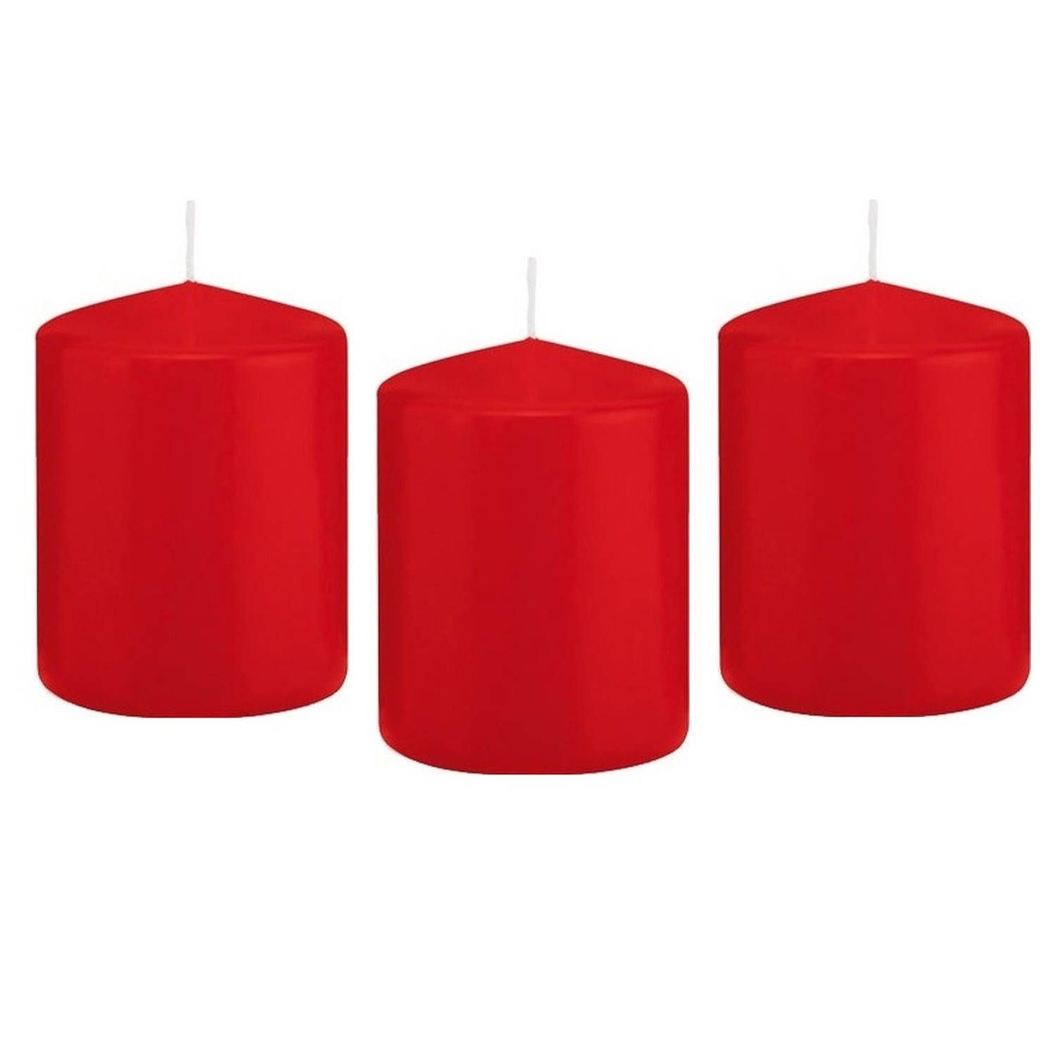 Trend Candles Panda Trend Candles 8x Rode cilinderkaars/stompkaars 6 x 8 cm 29 branduren - Geurloze kaarsen - Woondecoraties
