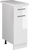 Vicco R-Line Meuble bas de cuisine – 30 cm, WB Marbre Blanc Laqué