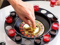 Jeu de roulette - Jeu à boire - Jeu - Boisson - Alcool - Avec 16 verres à shot - Ø30cm diamètre