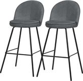 ML-Design Barkruk set van 2 antraciet 52x102x50 cm met rugleuning en voetensteun tot 120 kg