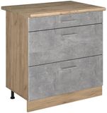 Vicco Keukenonderkast R-Line, Beton/Goudkleurig Eiken, 80 cm