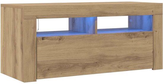 vidaXL Tv-meubel met LED 90x35x40 cm bewerkt hout artisanaal eiken