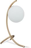 Merkloos Relaxdays Tafellamp - Metaal - Glas - E27 - Slaapkamer - Goud/Wit