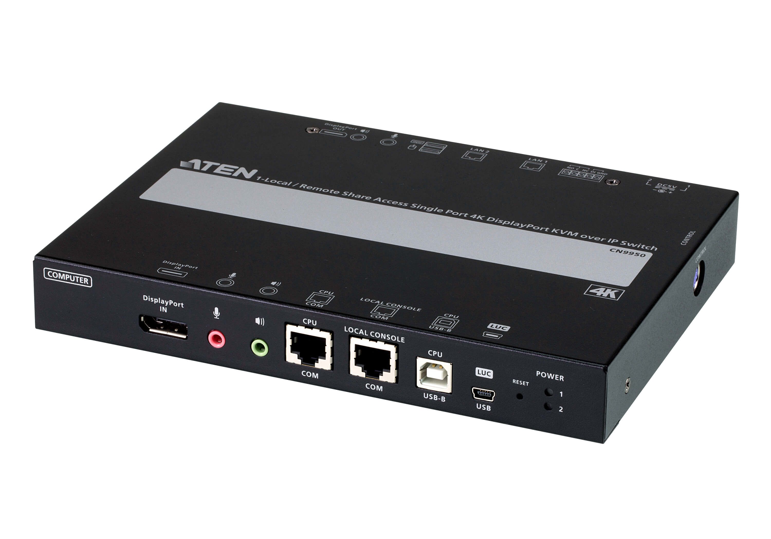 ATEN CN9950 1-Lokale/Externe enkele poort voor gedeelde toegang 4K DisplayPort KVM over IP-switch
