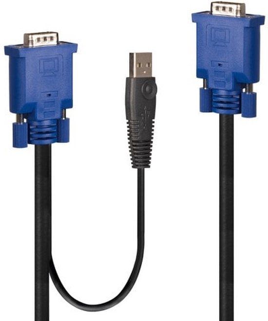 LINDY KVM Adapter [1x VGA - 1x VGA, USB-A] 2.00 m Zwart, Blauw