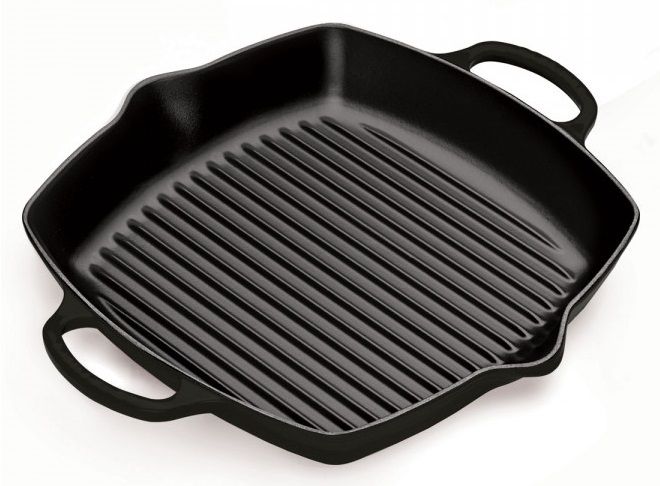 Le Creuset vierkante grill 30 cm gietijzer mat zwart