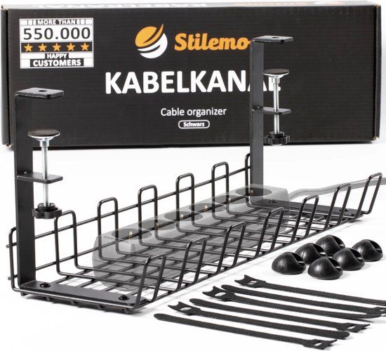Stilemo kabelgoot bureau 2 delig - kabelhouder 38 cm - zwart