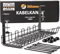 Stilemo kabelgoot bureau 2 delig - kabelhouder 38 cm - zwart