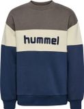 hummel hmlJR LOOSE BLOCK CREWNECK Kinderen Unisex Katoen Lange mouw Ronde hals Loose Fit Colorblock DARK GULL GRAY Maat 104