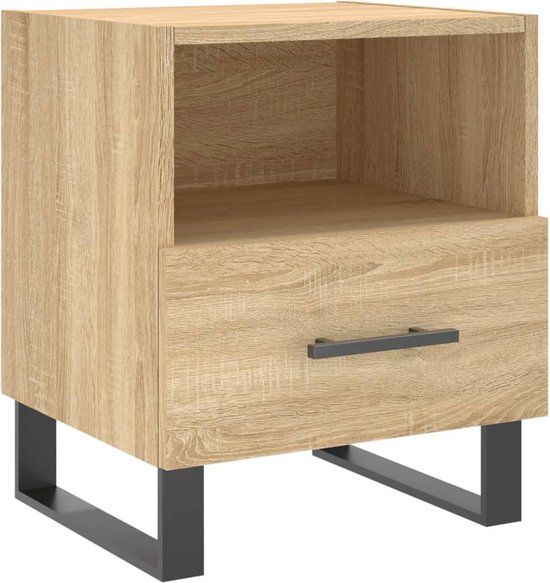 vidaXL Nachtkastje 40x35x47,5 cm bewerkt hout sonoma eikenkleurig