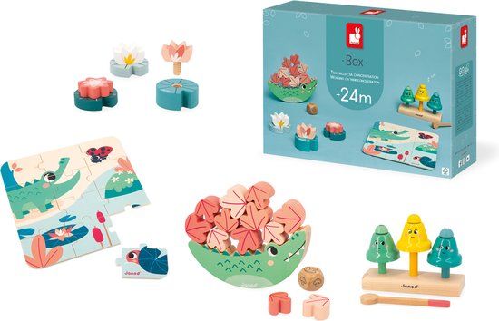 Janod Box 24 maanden concentratie - Speelset - 4 stuks speelgoed