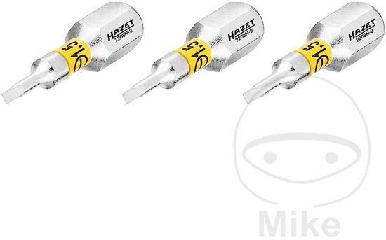 HAZET Bit 2208N-2/3 · 1/4 inch (6,3 mm) zeskant massief · Sleufprofiel · 3-delig · SW 0,4 x 1,5 mm