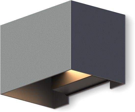 Calex Venice LED Wandlamp - Rechthoek - Antraciet - 7W - Up & Down - 3000K - IP54