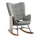 MEUBLE COSY Schommelstoel voor borstvoeding, Scandinavische vrijetijdsstoel en ontspanningsstoel van stof met poten van E' hout, metaal, voor woonkamer, slaapkamer, massief, donkergrijs, 66 x 84 x 97 cm
