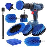 Set de brosses de nettoyage pour perceuse - 9 pièces - Avec rallonge - Bleu - Pour salle de bain et cuisine