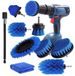 Set de brosses de nettoyage pour perceuse - 9 pièces - Avec rallonge - Bleu - Pour salle de bain et cuisine