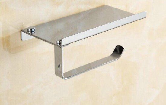 GHLINE Toiletrolhouder met mobiel houder - Zilver grijs - Staal