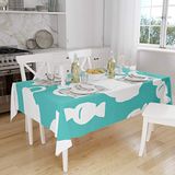 Bonamaison Tafelkleed, Anti-Mold, Sneldrogend, Waterdicht, 100% Polyester Tafellaken, Turkoois, wit, 140 x 160 Cm