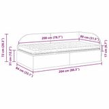 vidaXL Hoekbedframe met Matras Crème Fluweel 80 x 200 cm