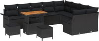 vidaXL Tuinbank Set 12-delig Zwart Polyrattan