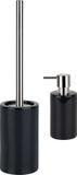 Spirella Badkamer accessoires set - WC-borstel/zeeppompje - porselein - zwart