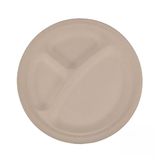 Homéa Set van 12 ronde borden met vakken van suikerriet, D23 cm, naturel