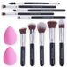 PORTENTUM 10 + 2 Set de pinceaux de maquillage - Pinceaux de maquillage synthétiques premium - Fond de teint, poudre, blush, ombre à paupières - Avec éponge et mélangeur