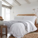 Appletree Loft - Cassia Frill - 100% Katoen Dekbedovertrek Set - Tweepersoonsbed in Wit
