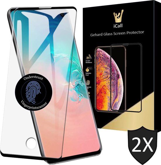 iCall - Samsung Galaxy S10 Screenprotector - Tempered Glass Gehard Glas Case-Friendly - 2 Stuks