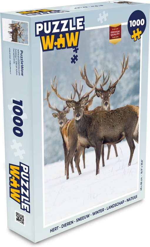 MuchoWow Puzzel Hert - Dieren - Sneeuw - Winter - Landschap - Natuur - Legpuzzel - Puzzel 1000 stukjes volwassenen - Sinterklaas cadeautjes - Sinterklaas voor grote kinderen