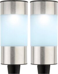 Lumineo Set van 4 Solar Tuinlampen - Cilinder - 14cm - Koel Wit - RVS