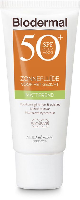 Biodermal Zonnebrand - Matterende Zonnefluïde Gezicht SPF 50 - 40ml