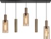 Highlight - Hanglamp Perugia 3+2 lichts L 120 cm zwart amber
