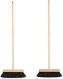 Sorex Set van 2x binnen kinderbezems souple noir avec manche - Artikelen voor schoonmaak/Bezems voor kamer - 65 cm