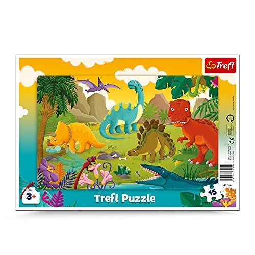 Trefl Framepuzzels, Dinosaurussen, 15 stukjes, voor kinderen vanaf 3 jaar
