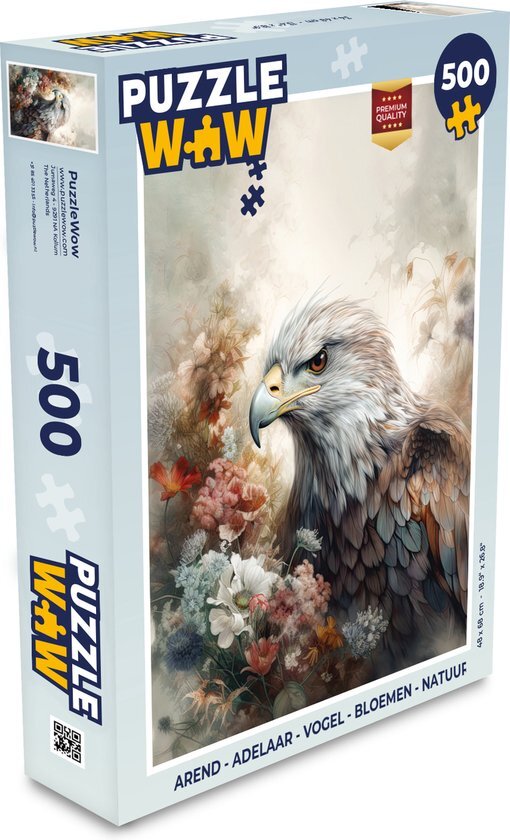 MuchoWow Puzzel Arend - Adelaar - Vogel - Bloemen - Natuur - Legpuzzel - Puzzel 500 stukjes